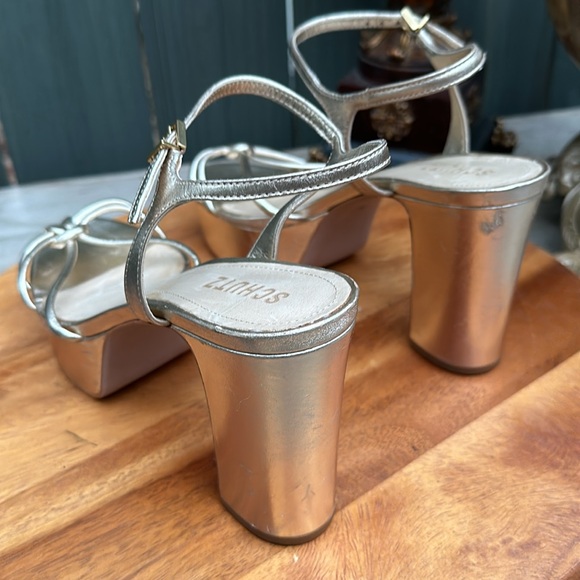 SCHUTZ Gold Platform Sandals - Picture 4 of 16